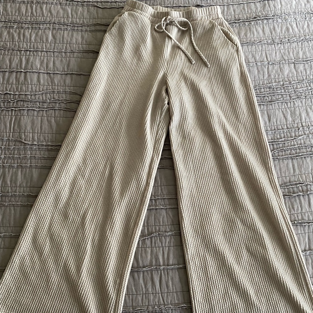 Lulu's Cream Ribbed Pants